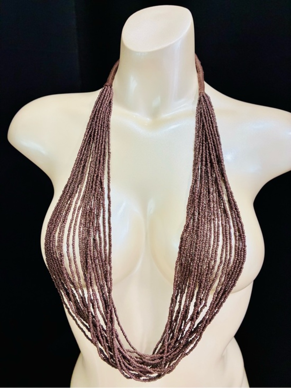 Brown Multi-Strand Beaded Necklace - Contemporary Women’s Jewelry